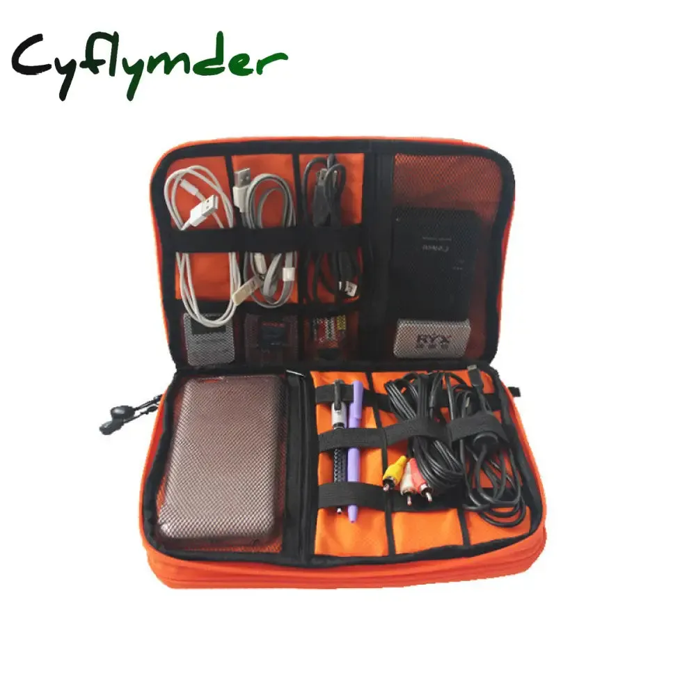 Cyflymder High Grade Nylon 2 Layers Travel Electronic Accessories Organizer Bag,Travel Gadget Carry Bag, Perfect Size Fit for iPad