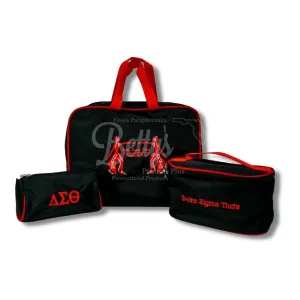 Delta Sigma Theta ΔΣΘ Toiletry Bag Set of 3 Makeup Travel Kit Bathroom and Luggage Organizer