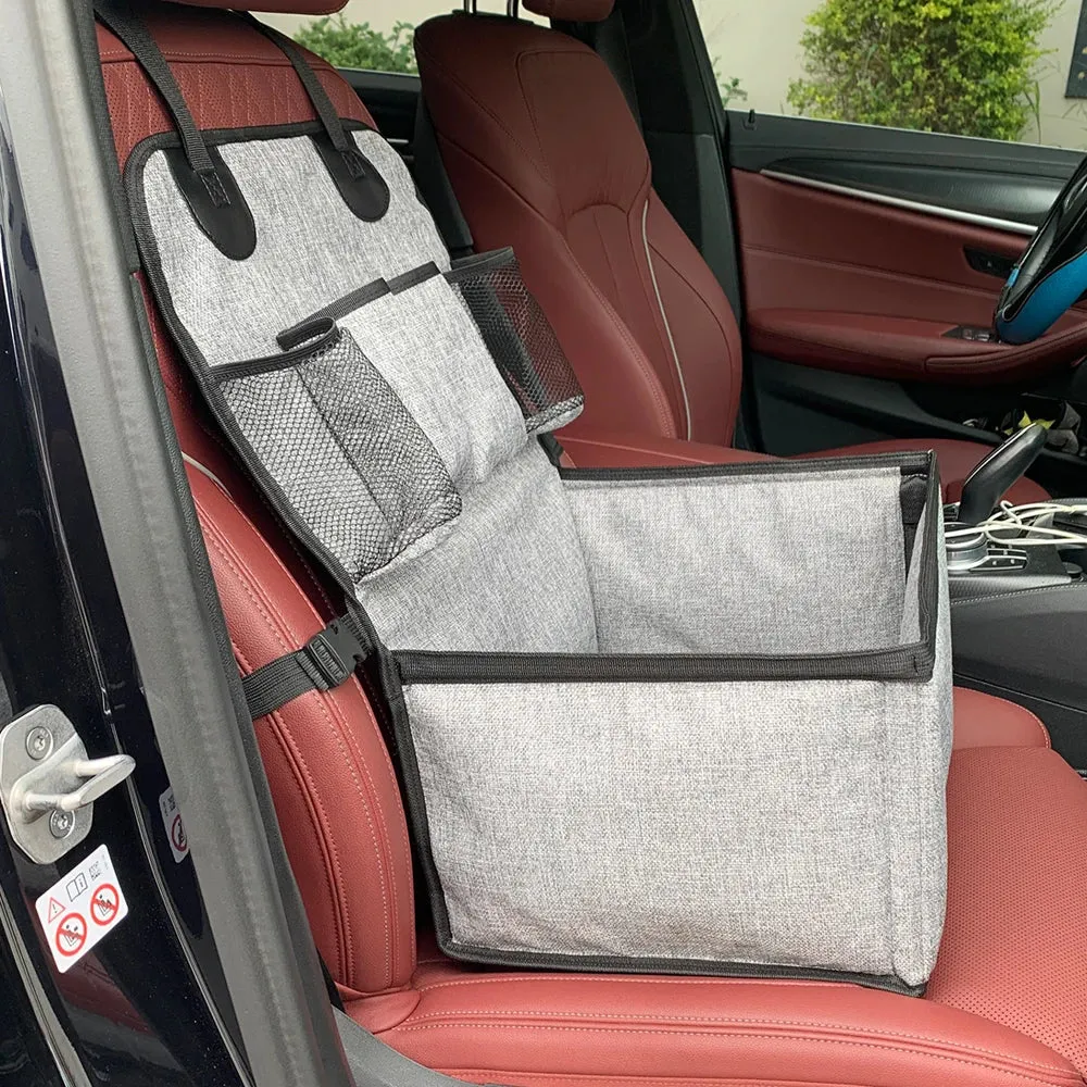 Deluxe Dog Booster Car Seat with Storage Pockets for Small to Medium Dogs
