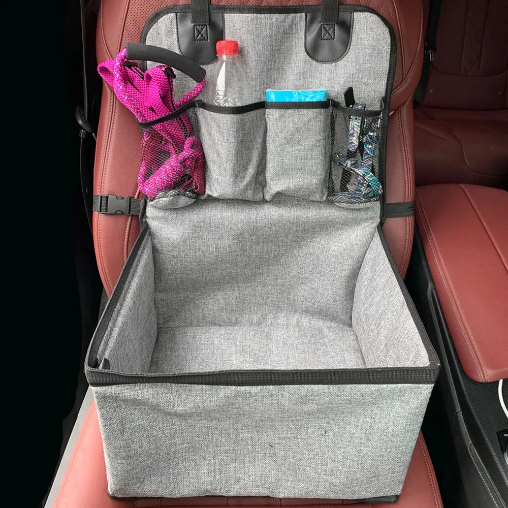 Deluxe Dog Booster Car Seat with Storage Pockets for Small to Medium Dogs