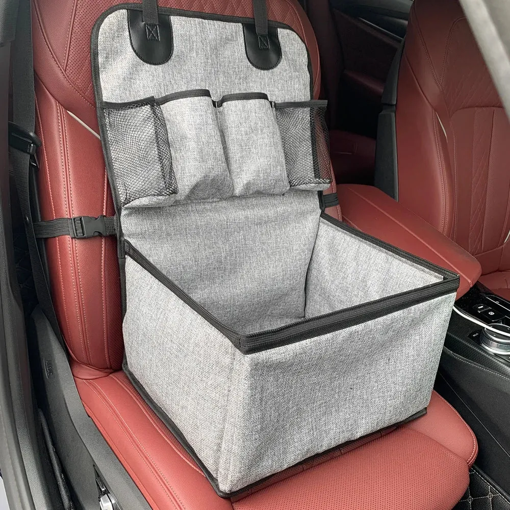 Deluxe Dog Booster Car Seat with Storage Pockets for Small to Medium Dogs