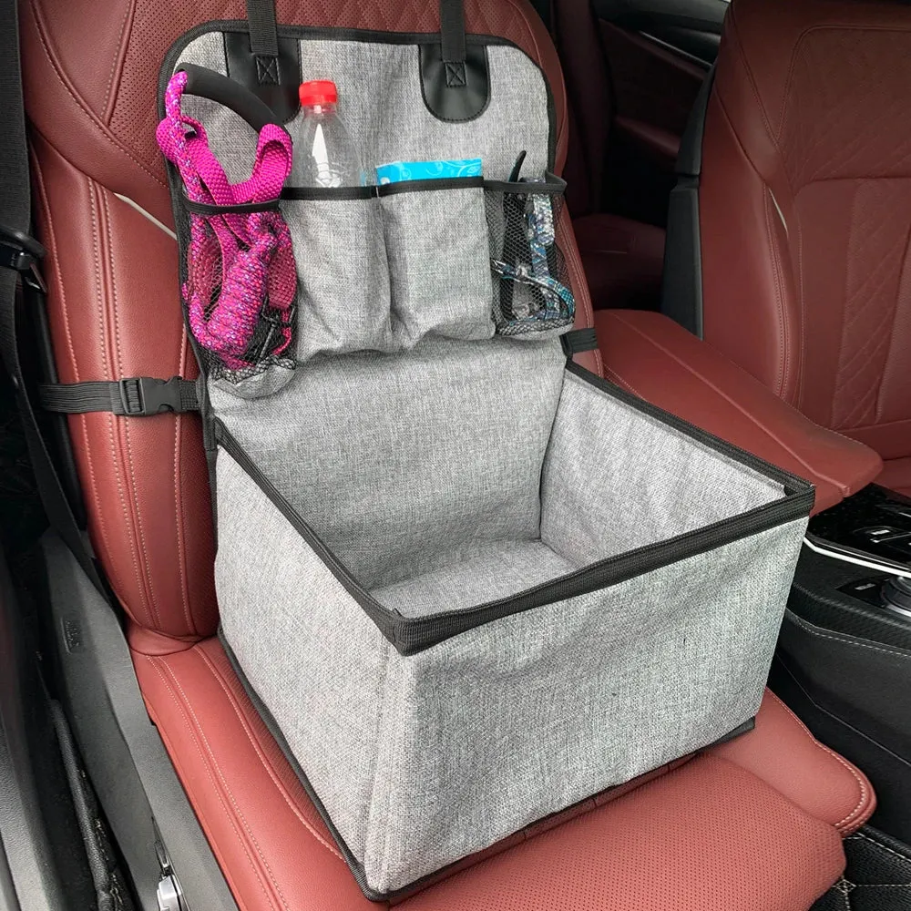 Deluxe Dog Booster Car Seat with Storage Pockets for Small to Medium Dogs
