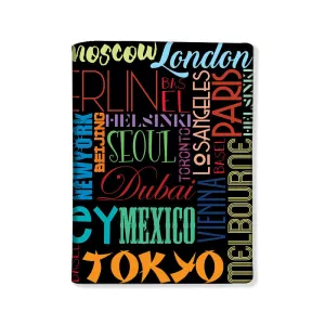 Designer Passport Cover - Citys Black