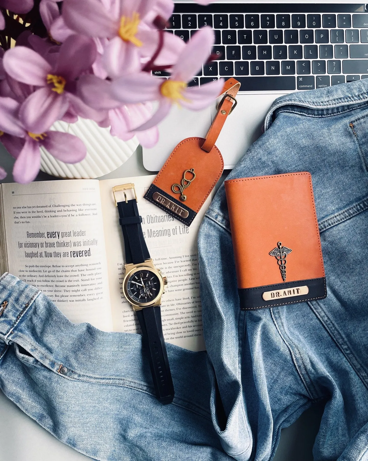 Dual Tone Passport Cover & Luggage Tag Set