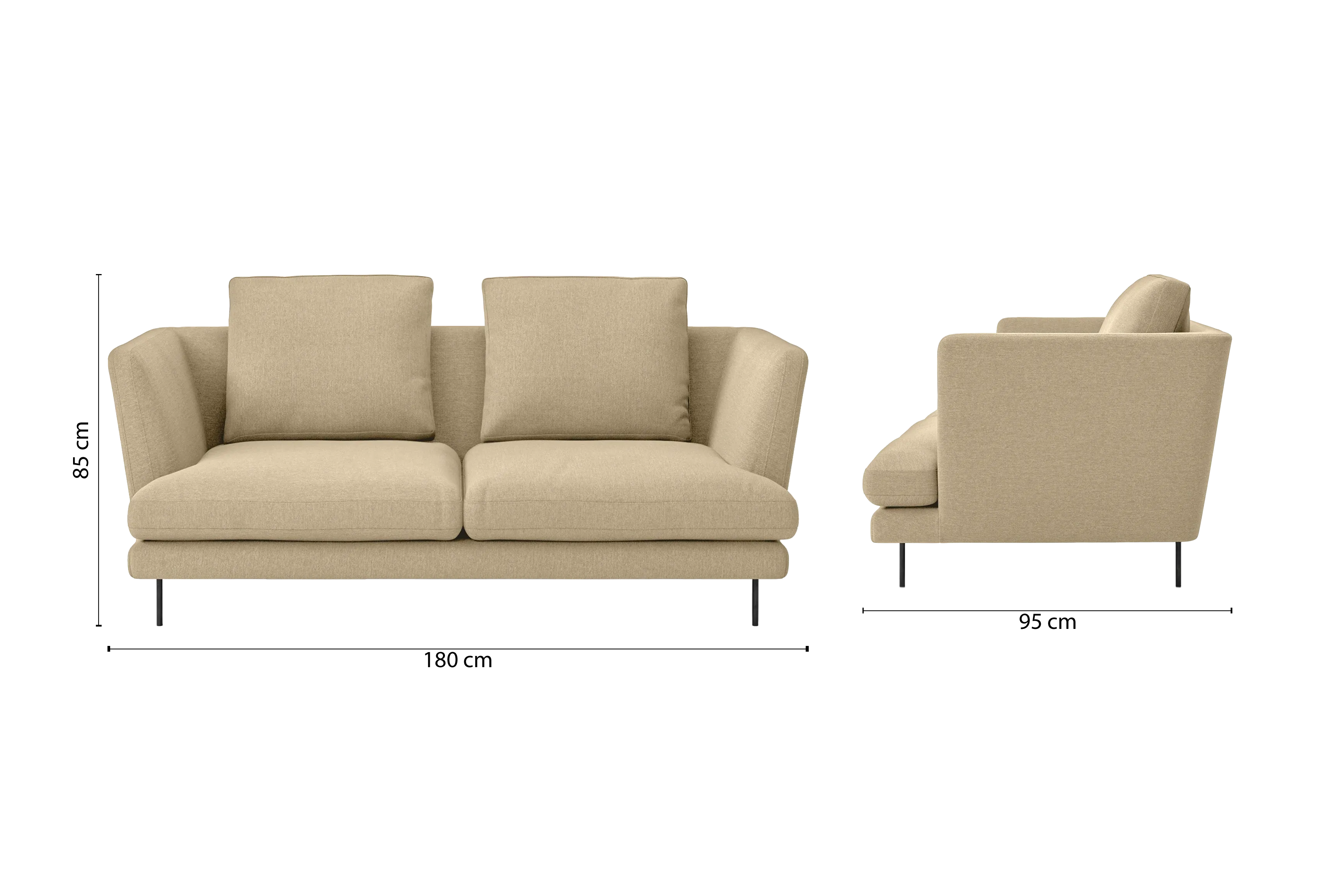 Faenza 2 Seater Sofa Beige Linen Fabric