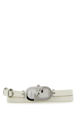 FENDI Elegant Leather O Lock Vertical Watch for Women