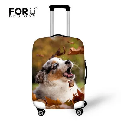 FORUDESIGNS Elastic Travel Luggage Cover Cute Husky Dog Print 18-30 inch Travel Case Dust Cover Elastic Dustproof Suitcase Cover