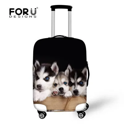 FORUDESIGNS Elastic Travel Luggage Cover Cute Husky Dog Print 18-30 inch Travel Case Dust Cover Elastic Dustproof Suitcase Cover