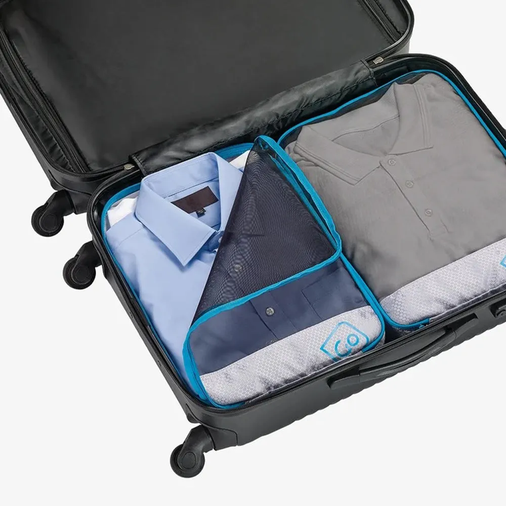 Go Travel - (Set of 2) Twin Packing Cubes suitcase organizer travel luggage garment bag set (285.101) - Grey / Blue