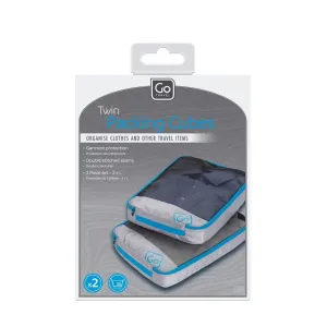 Go Travel - (Set of 2) Twin Packing Cubes suitcase organizer travel luggage garment bag set (285.101) - Grey / Blue