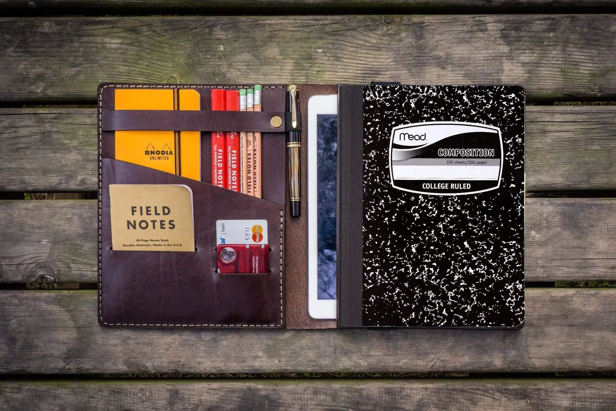 iPad Pro 11 - Pro 10.5 and B5 size Notebook Cover - Dark Brown