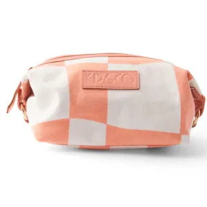 KIP & CO CHECKERBOARD TOILETRY BAG: PINK & WHITE
