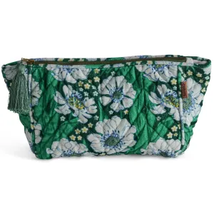 KIP & CO TUMBLING FLOWERS GREEN VELVET TOILETRY BAG