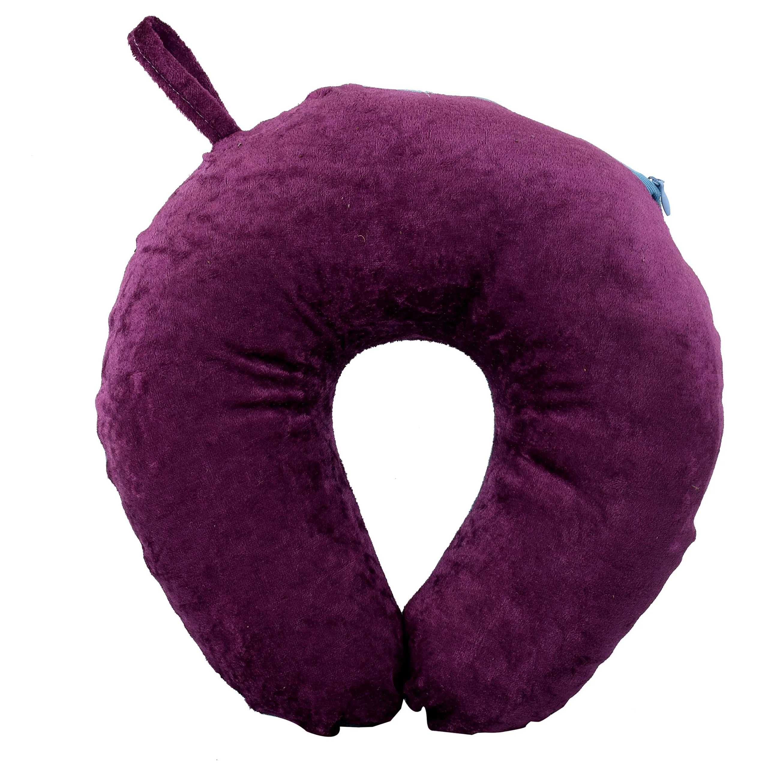 Kuber Industries 2 Pieces Unisex U -Shaped 100 Percent Pure Memory Foam Soft Cushions Neck Rest Pillow for Travel, Car, Train, Flight, Bus (Purple & Green) - CTKTC039218