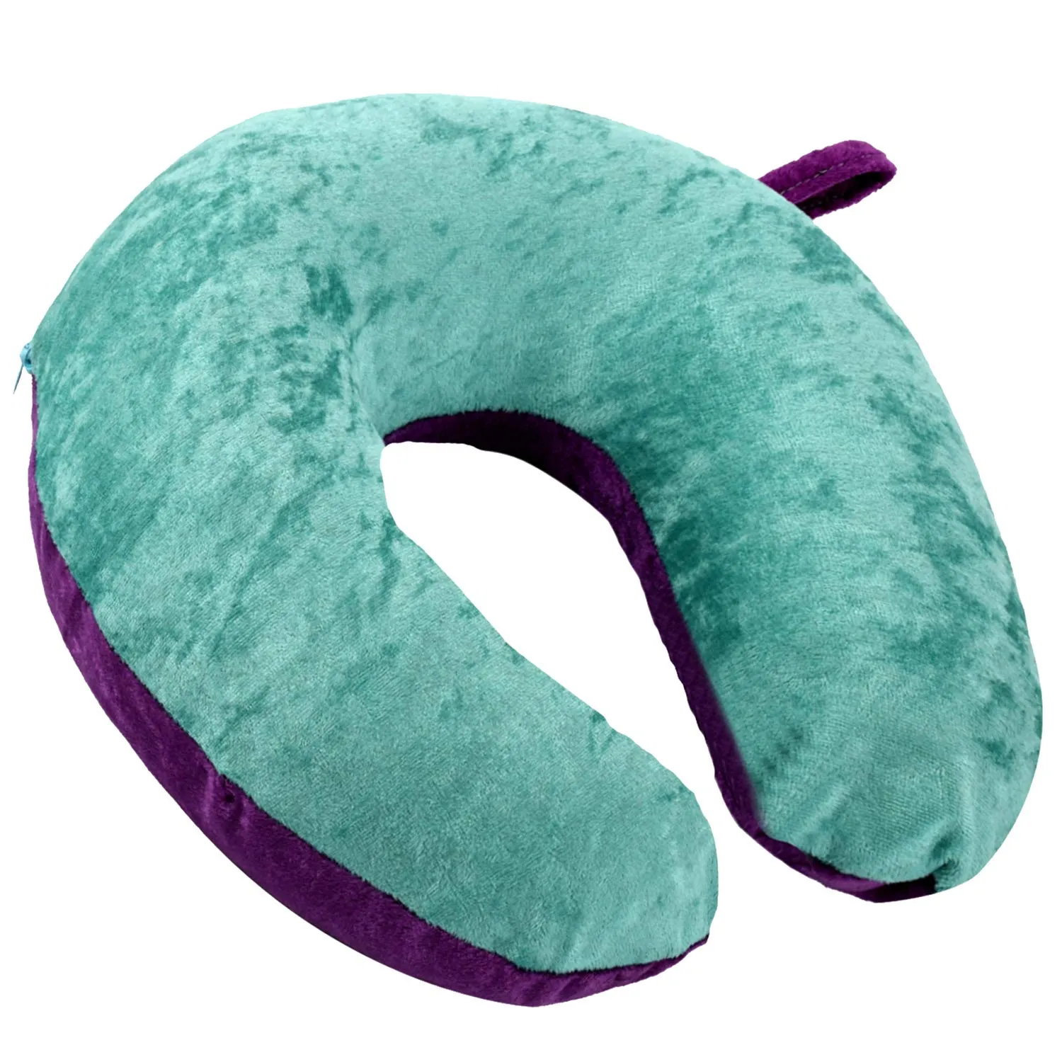 Kuber Industries 2 Pieces Unisex U -Shaped 100 Percent Pure Memory Foam Soft Cushions Neck Rest Pillow for Travel, Car, Train, Flight, Bus (Purple & Green) - CTKTC039218