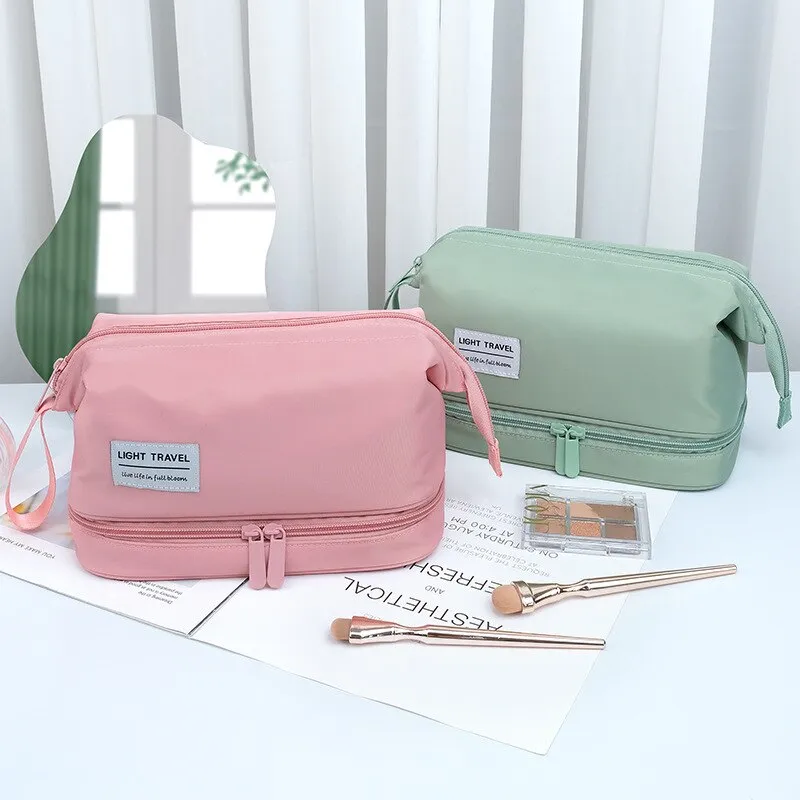 Large-capacity Big Cosmetic Bag Women Double Zipper Waterproof Makeup Bag