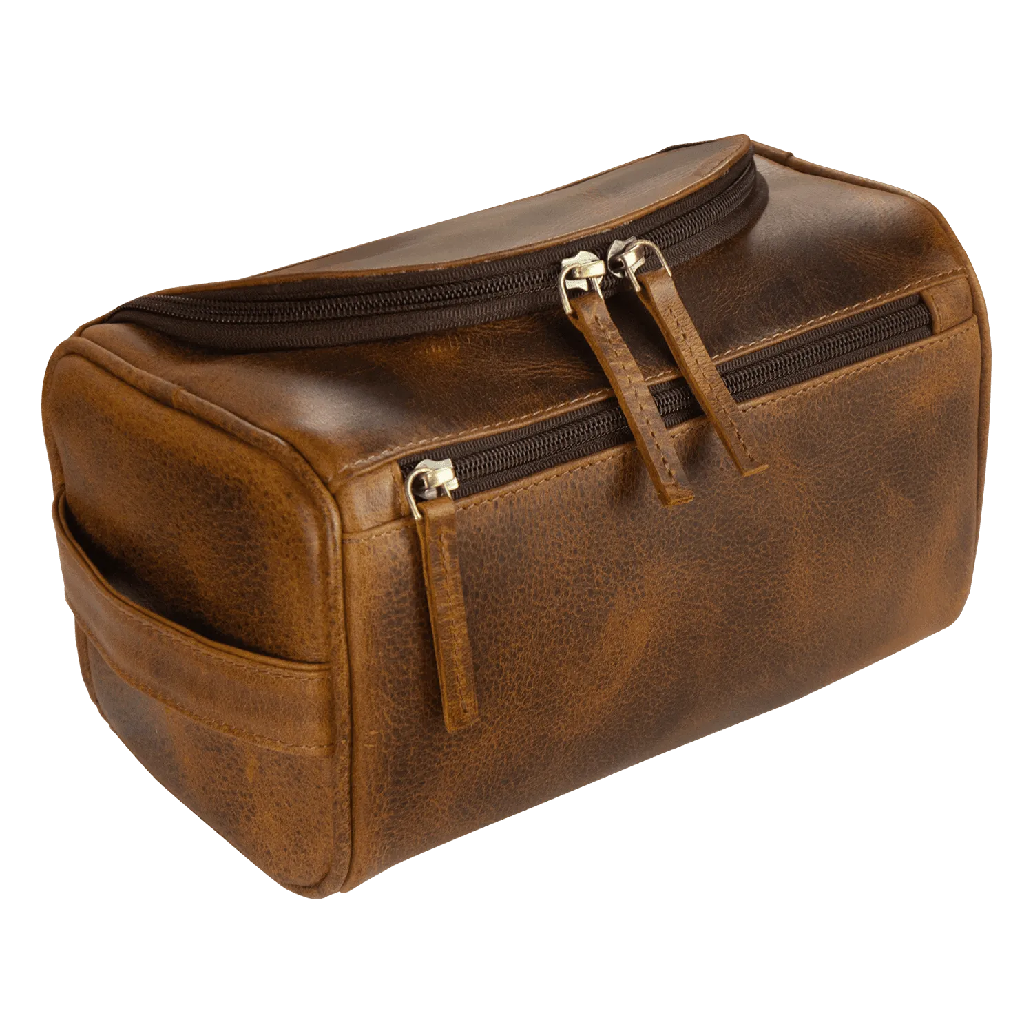 Large Leather Toiletry Bag Dopp Kit Antique
