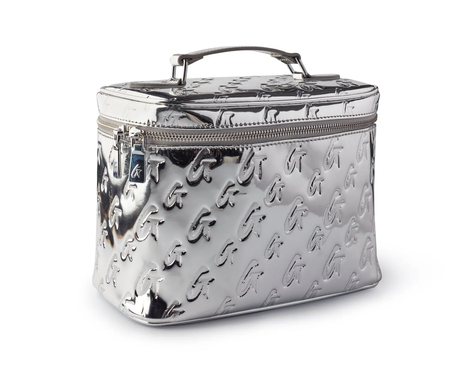 LARGE METALLIC MONOGRAM TOILETRY BAG - METALLIC SILVER