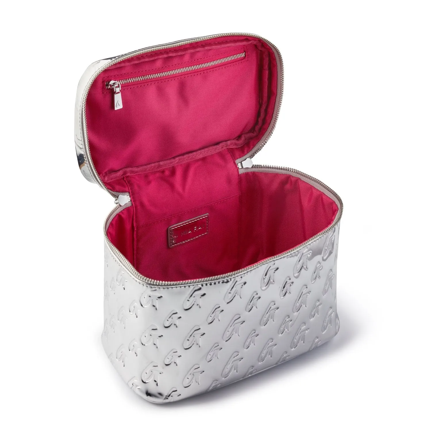 LARGE METALLIC MONOGRAM TOILETRY BAG - METALLIC SILVER