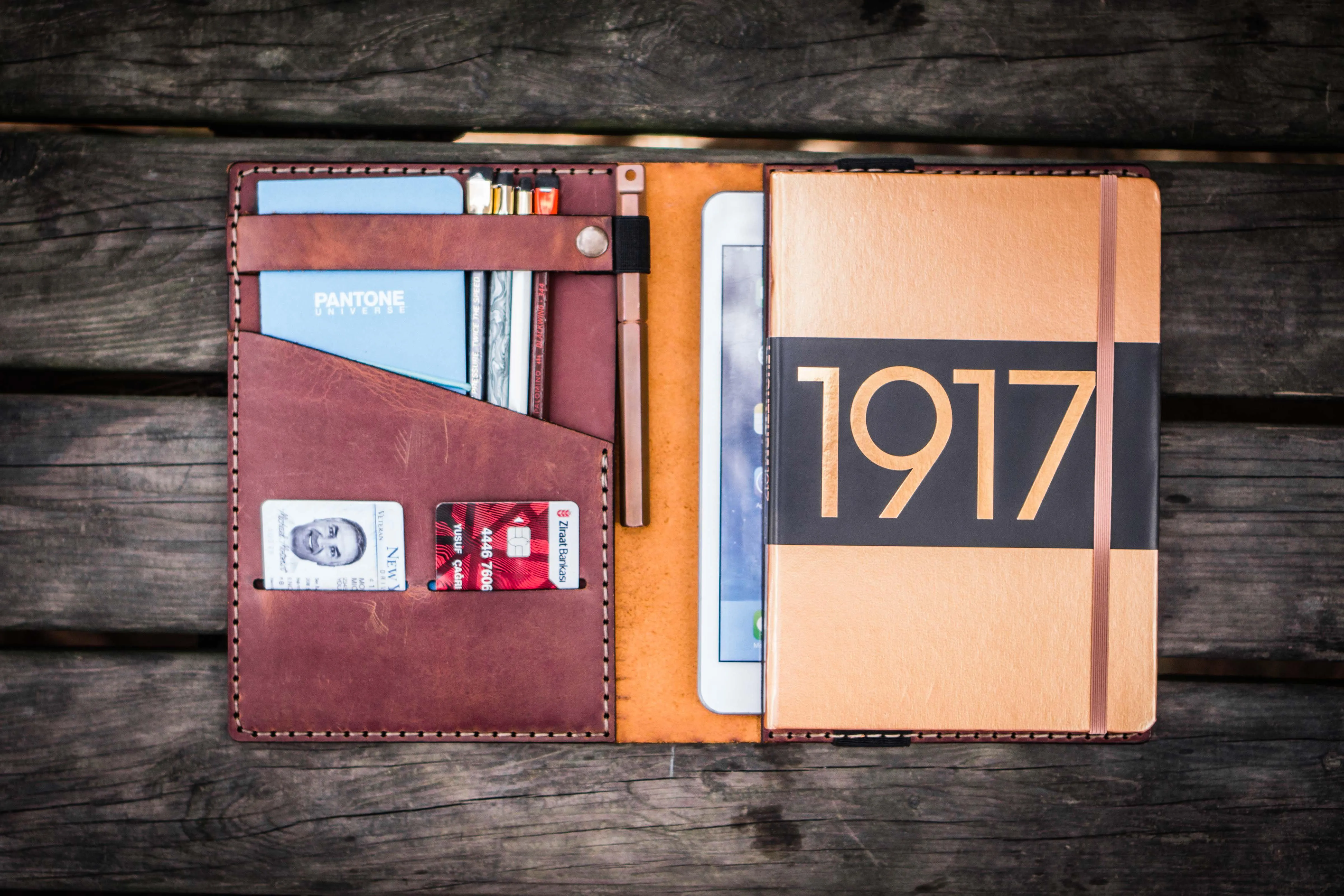 Leather Hobonichi Cousin A5 Planner Cover - Crazy Horse Tan
