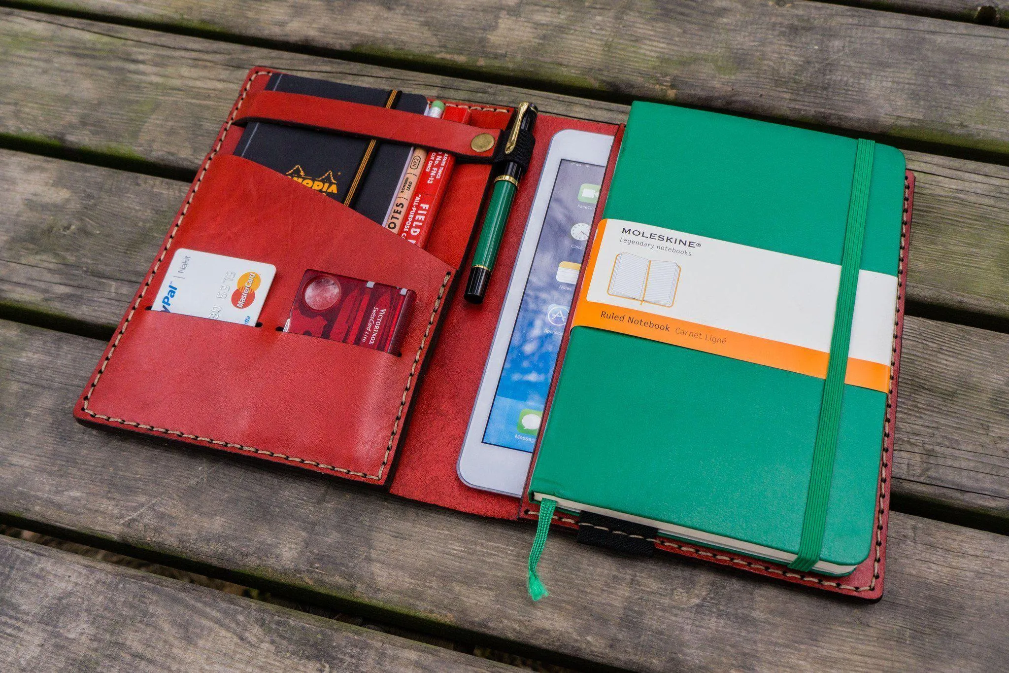 Leather Hobonichi Cousin A5 Planner Cover - Red