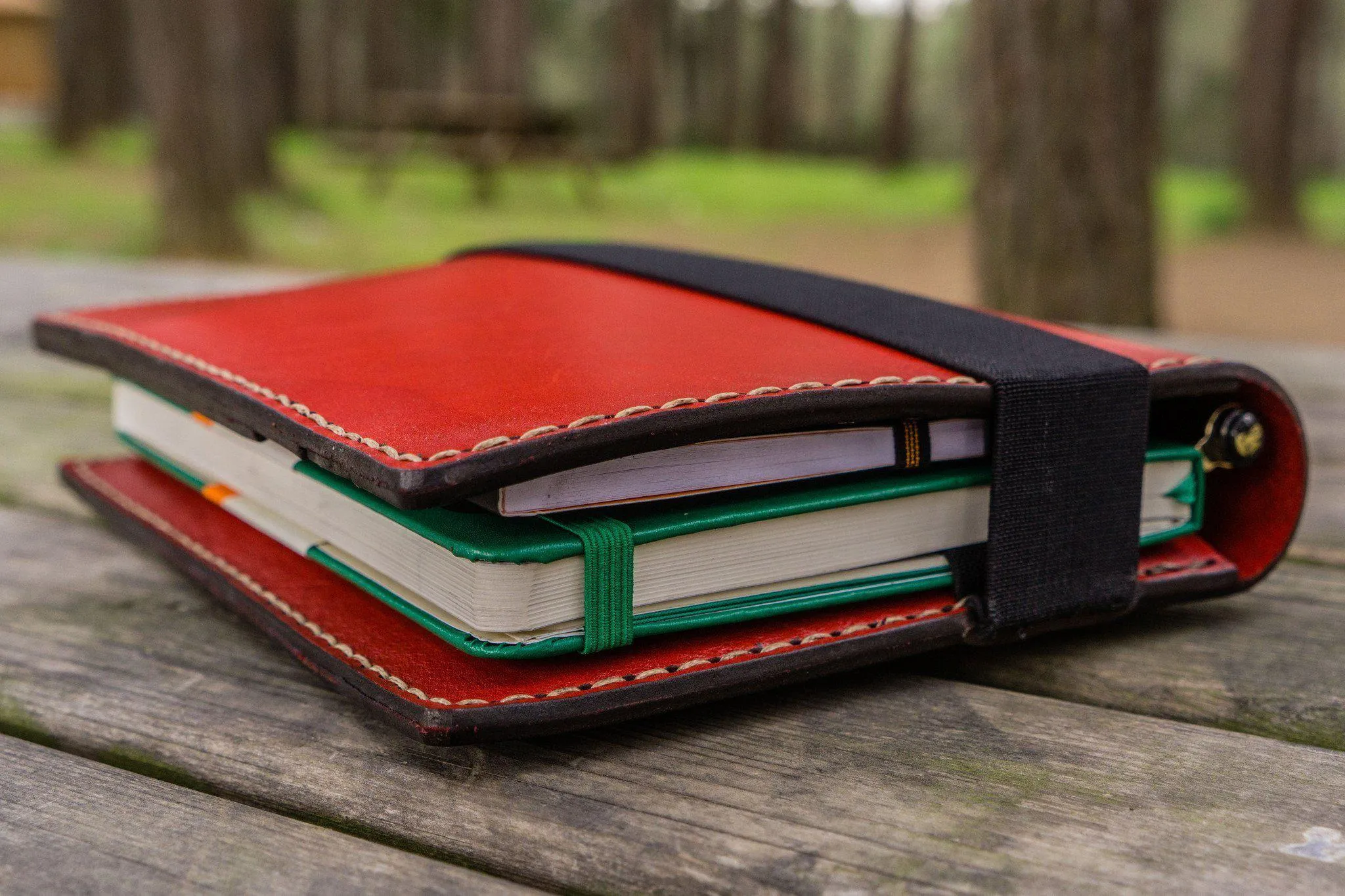 Leather Hobonichi Cousin A5 Planner Cover - Red
