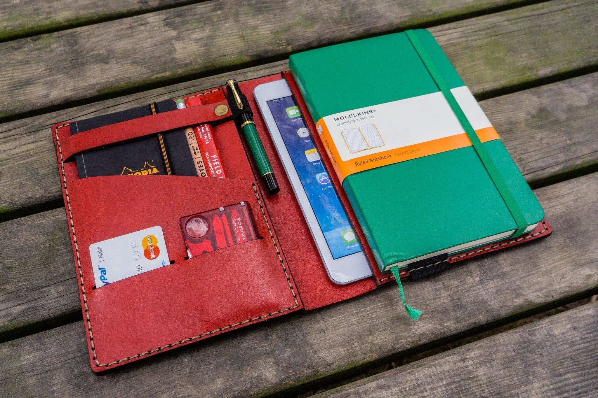 Leather Hobonichi Cousin A5 Planner Cover - Red
