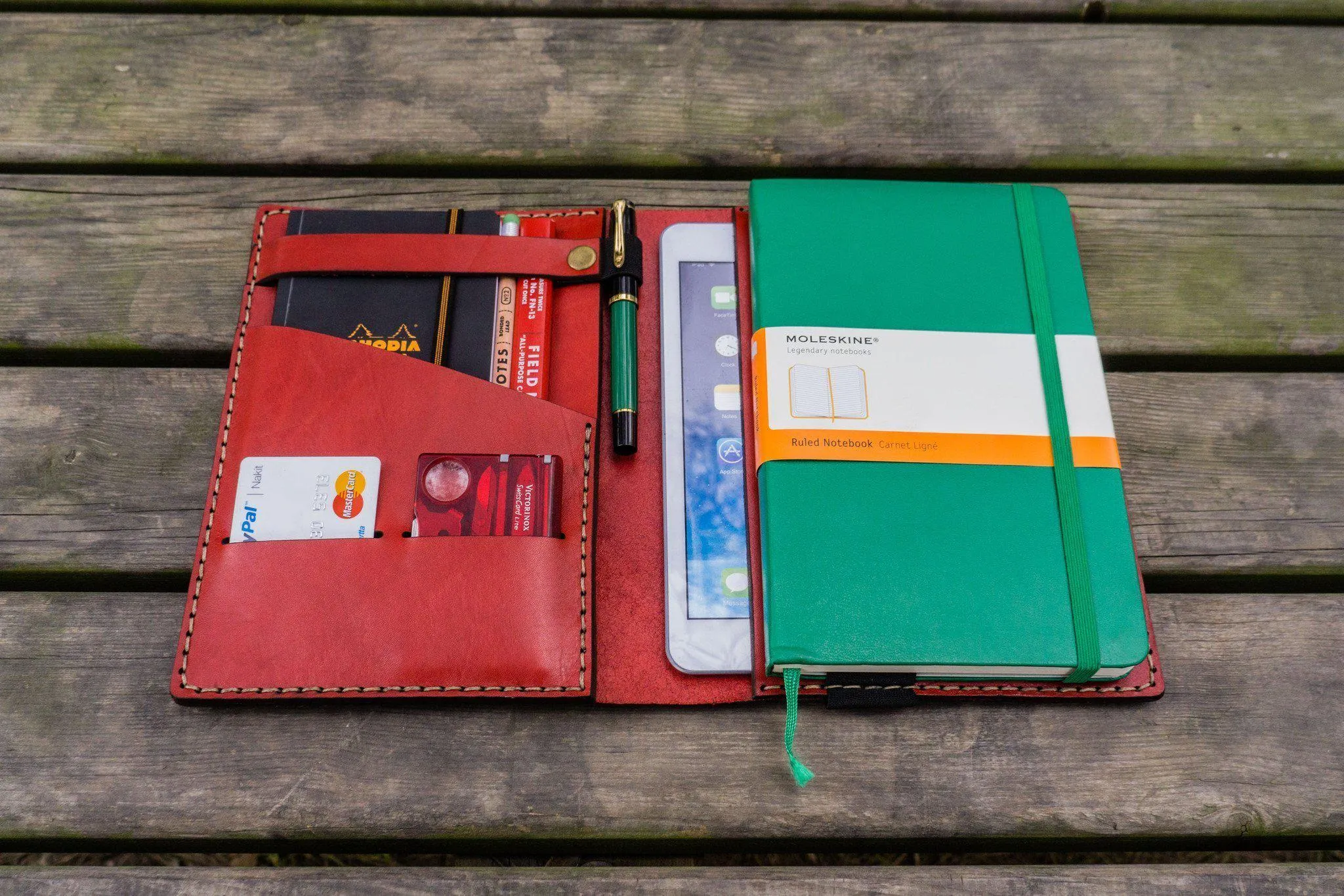 Leather Hobonichi Cousin A5 Planner Cover - Red