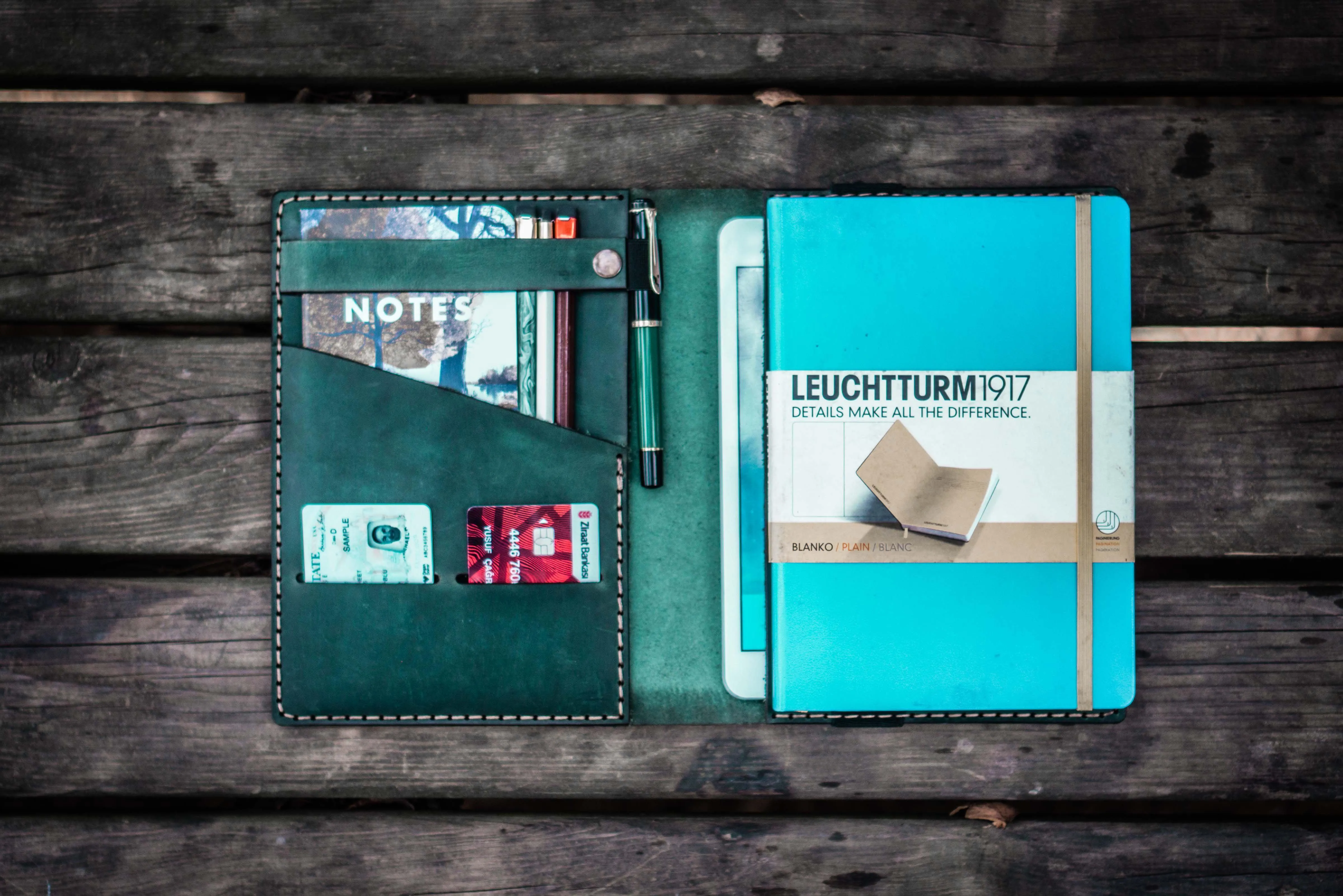 Leather Leuchtturm1917 A5 Notebook Cover - Crazy Horse Forest Green