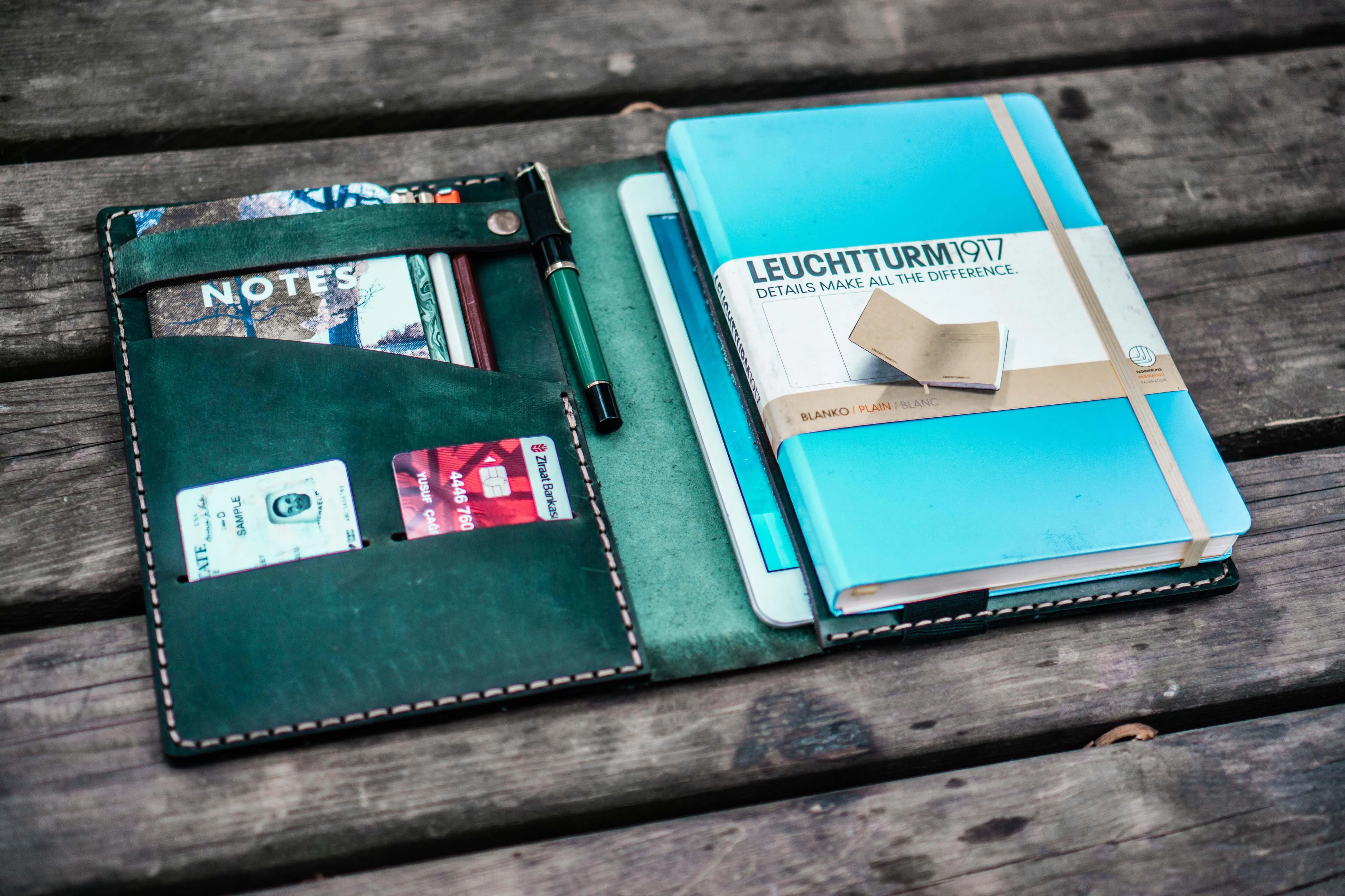 Leather Leuchtturm1917 A5 Notebook Cover - Crazy Horse Forest Green