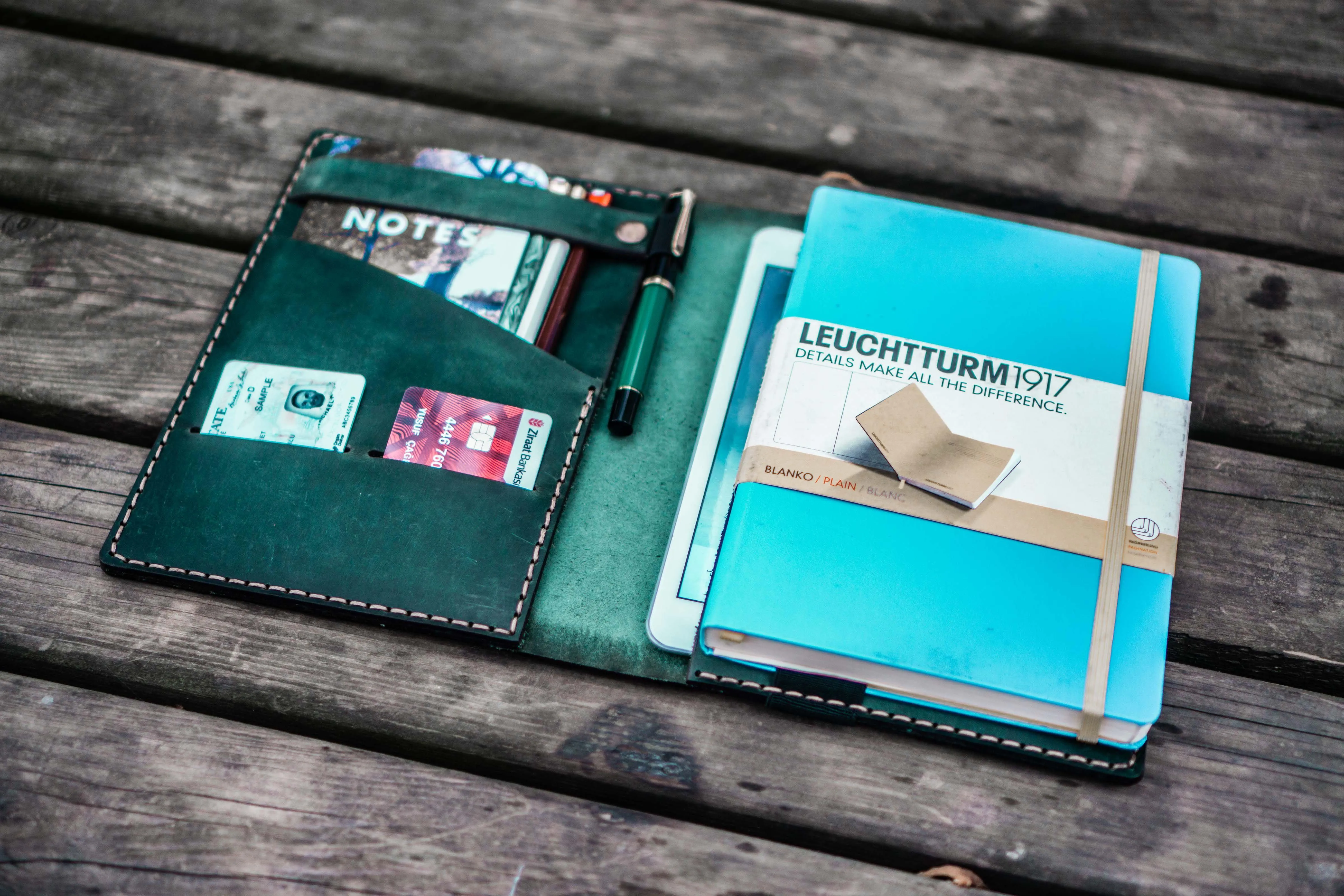 Leather Leuchtturm1917 A5 Notebook Cover - Crazy Horse Forest Green
