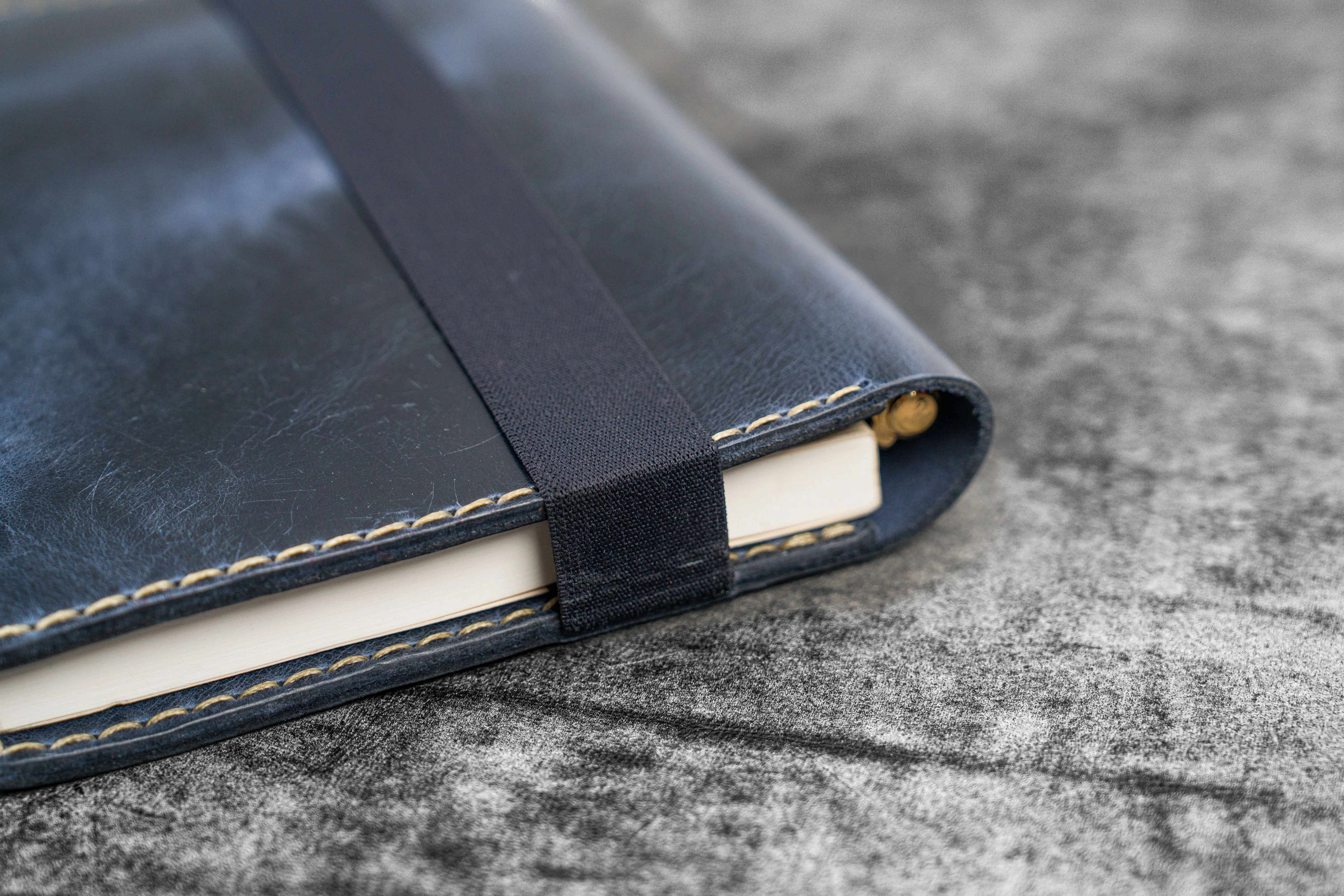 Leather Leuchtturm1917 A5 Notebook Cover - Crazy Horse Navy Blue