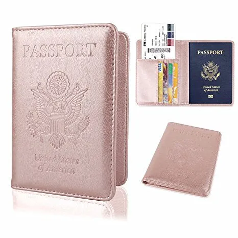 Leather Passport Holder Cover-Travel Wallet, RFID Blocking (15 colors)