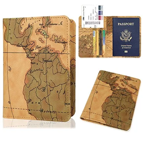 Leather Passport Holder Cover-Travel Wallet, RFID Blocking (15 colors)