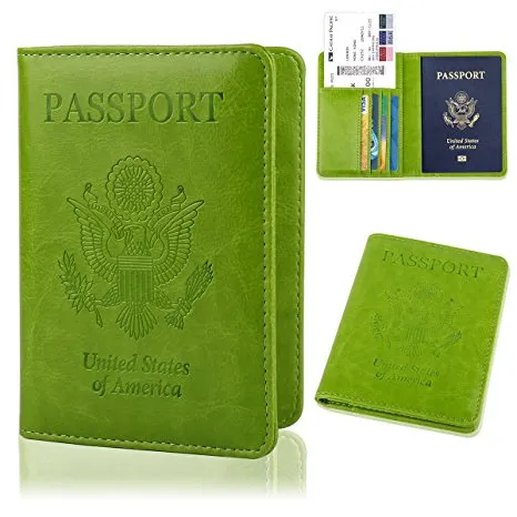 Leather Passport Holder Cover-Travel Wallet, RFID Blocking (15 colors)