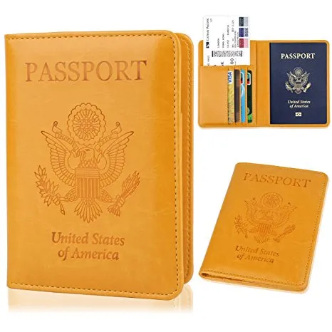 Leather Passport Holder Cover-Travel Wallet, RFID Blocking (15 colors)