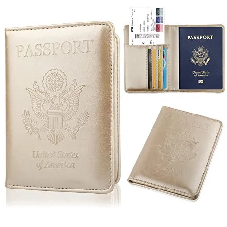 Leather Passport Holder Cover-Travel Wallet, RFID Blocking (15 colors)