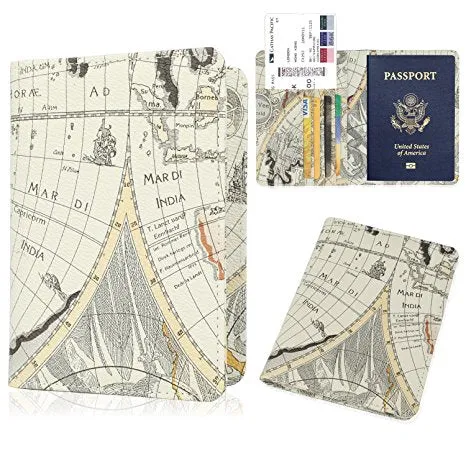 Leather Passport Holder Cover-Travel Wallet, RFID Blocking (15 colors)