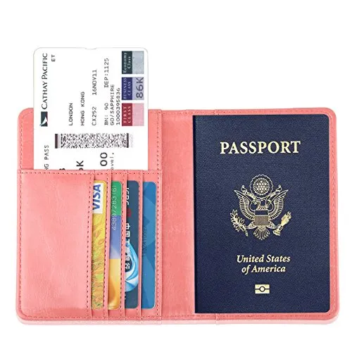 Leather Passport Holder Cover-Travel Wallet, RFID Blocking (15 colors)