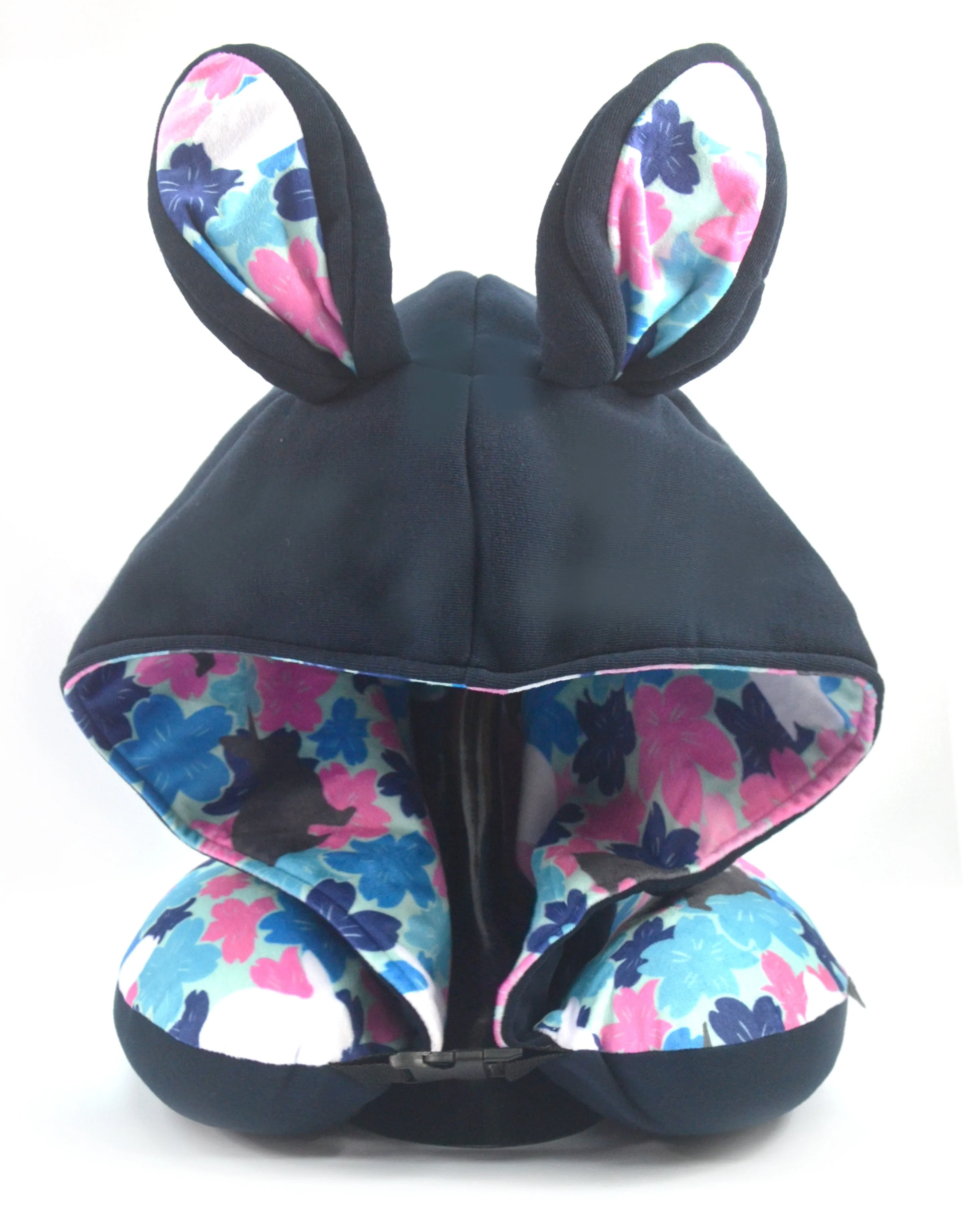 <A 000a50>"Bunny & Sakura" Memory Foam Travel Hoodie Pillow