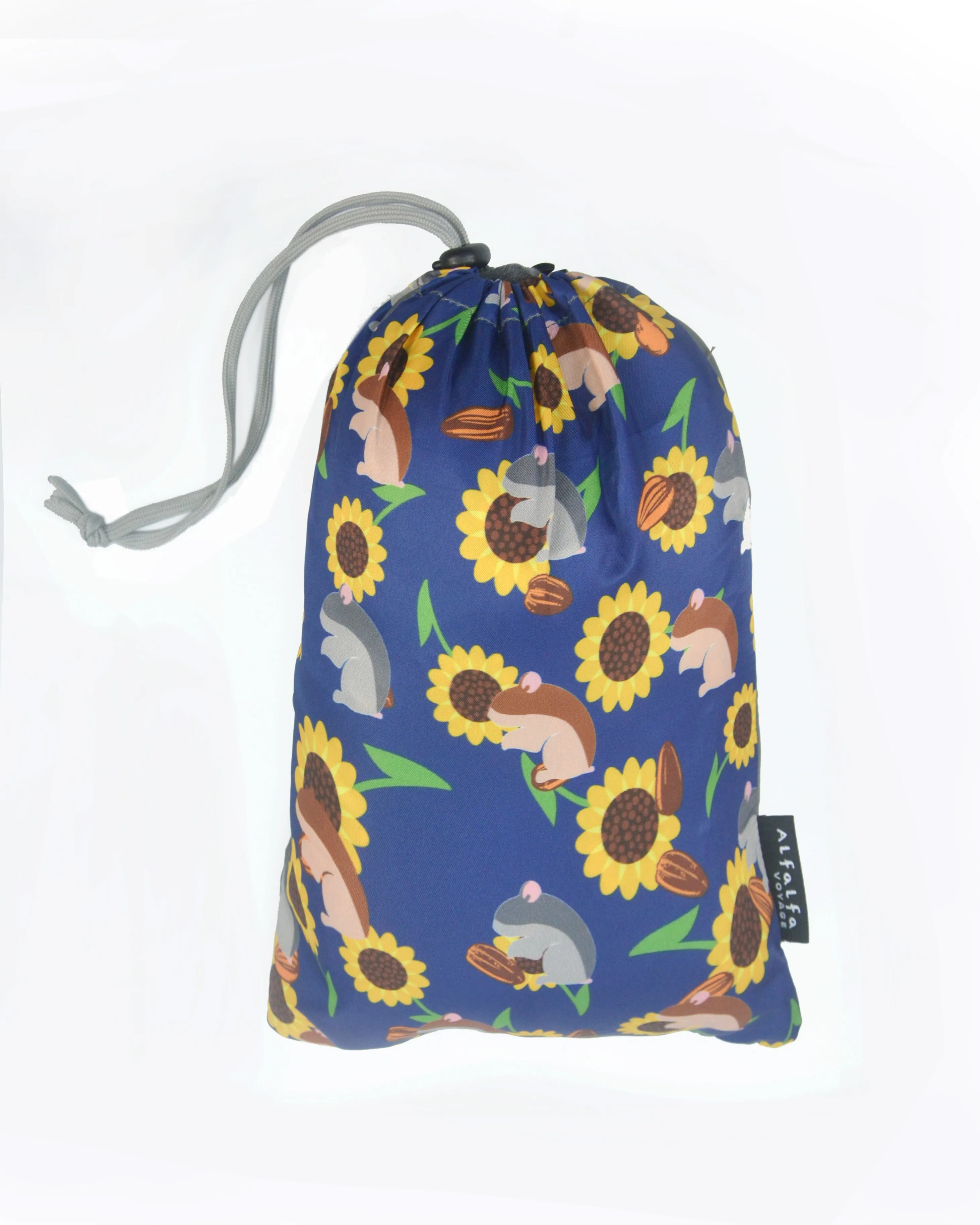 <A 000a52>"Hamster & Sunflower" Memory Foam Travel Hoodie Pillow