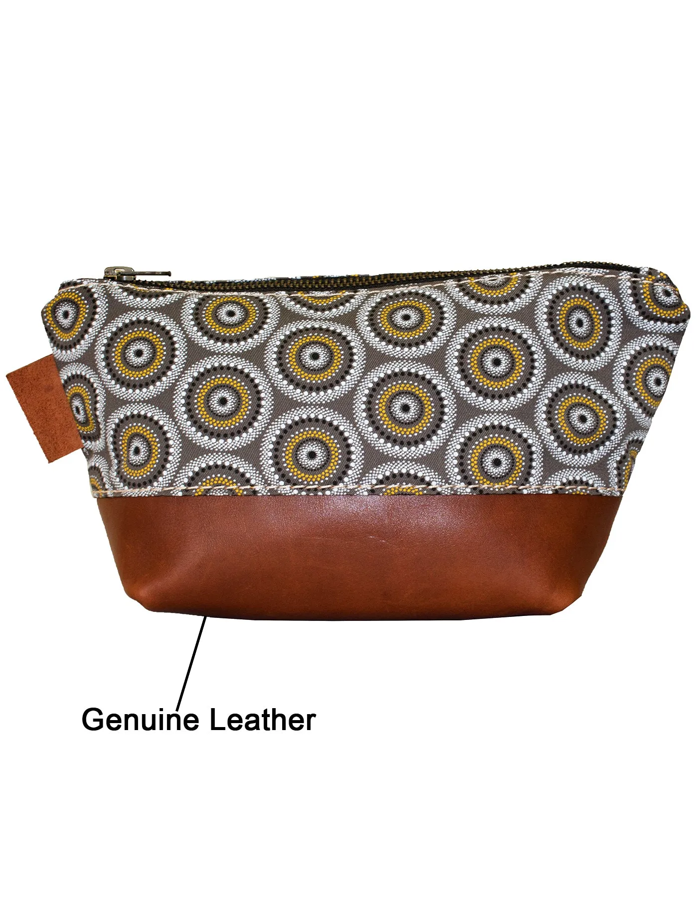 Luvsa LS-BS2209 Shweshwe Fabric & Genuine Leather Cosmetic / Toiletry Bag