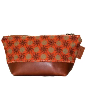Luvsa LS-BS2209 Shweshwe Fabric & Genuine Leather Cosmetic / Toiletry Bag