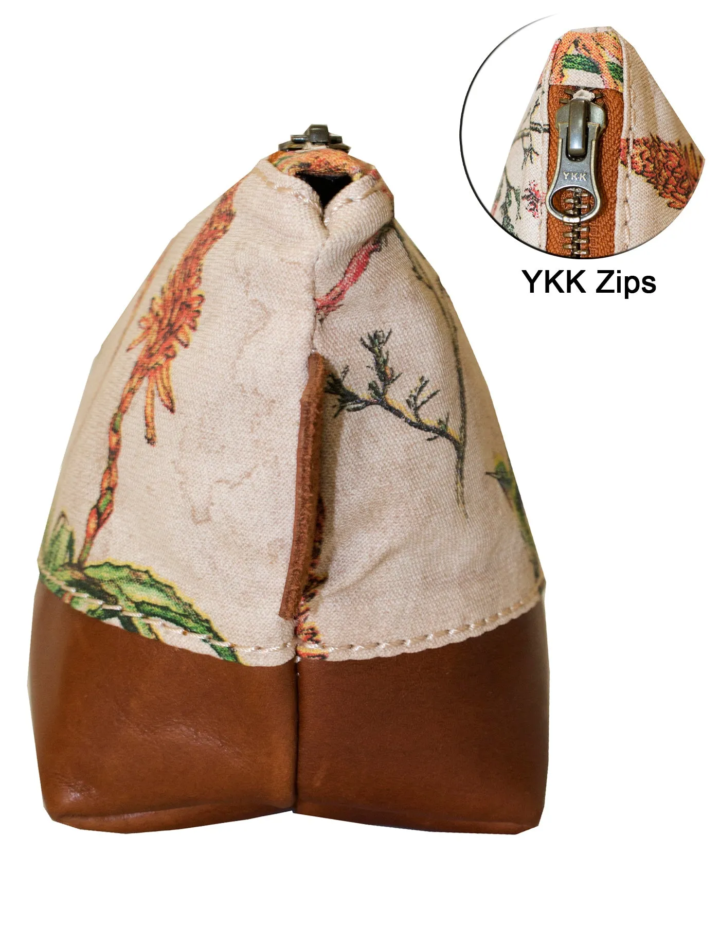 Luvsa LS-BS2209 Shweshwe Fabric & Genuine Leather Cosmetic / Toiletry Bag