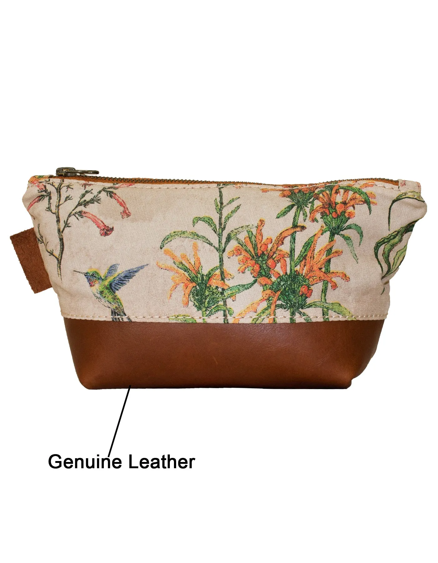 Luvsa LS-BS2209 Shweshwe Fabric & Genuine Leather Cosmetic / Toiletry Bag