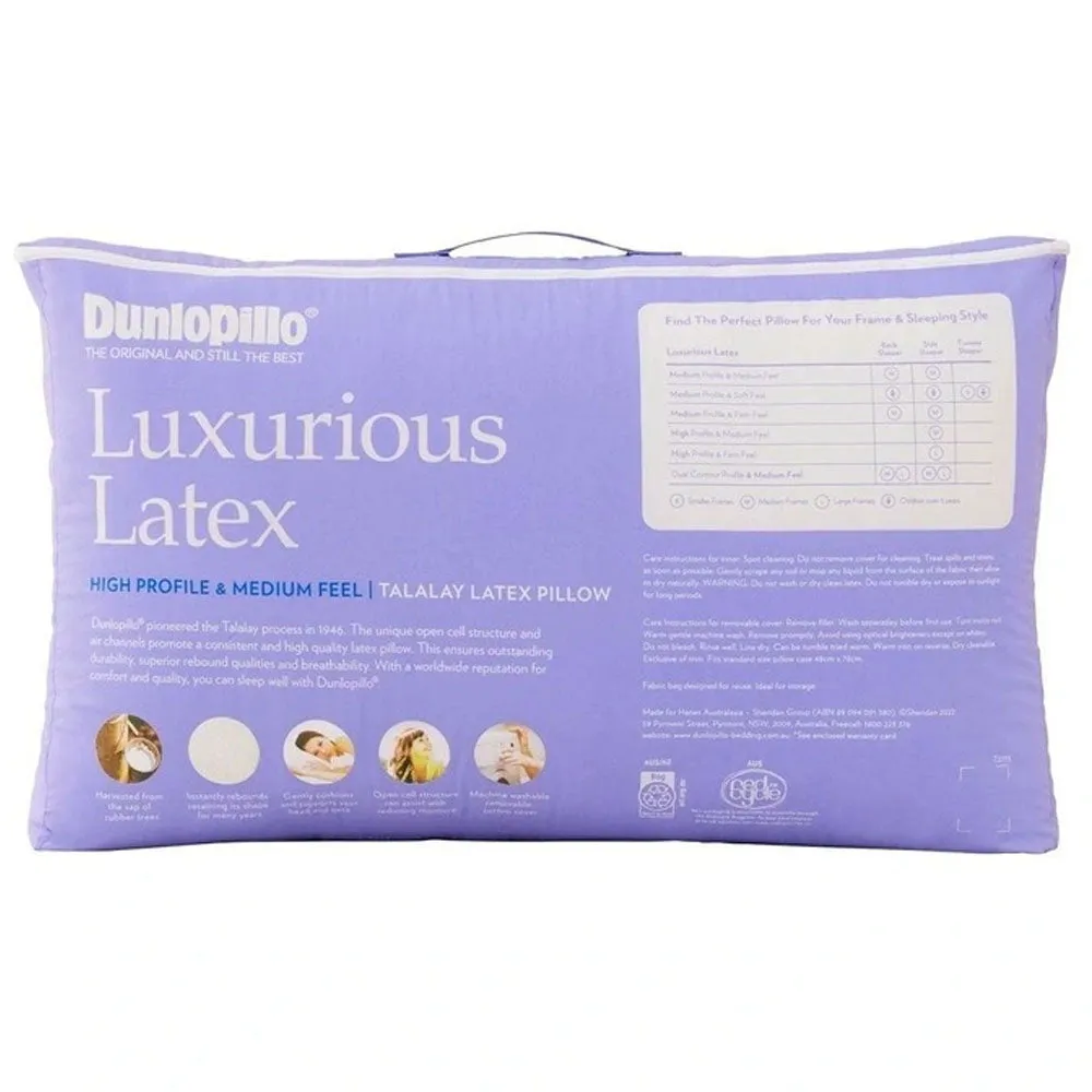 Luxurious Latex High Profile & Medium Feel Pillow by Dunlopillo