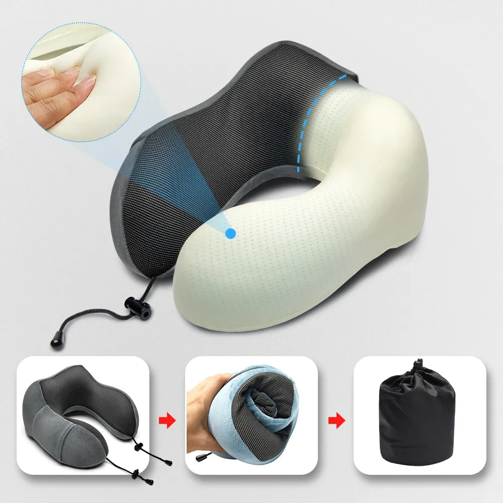 Luxury U-Shaped Memory Foam Travel Neck Pillow Cushion