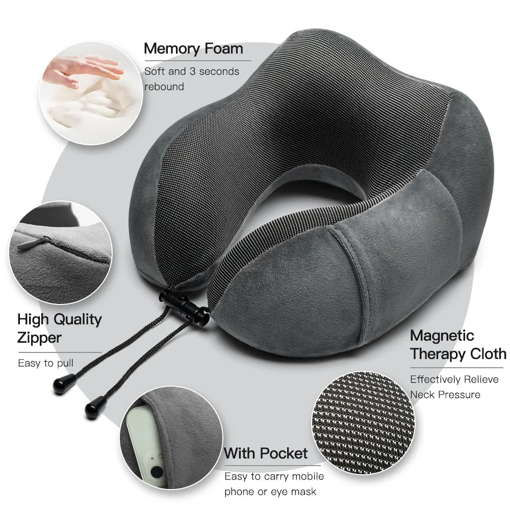 Luxury U-Shaped Memory Foam Travel Neck Pillow Cushion