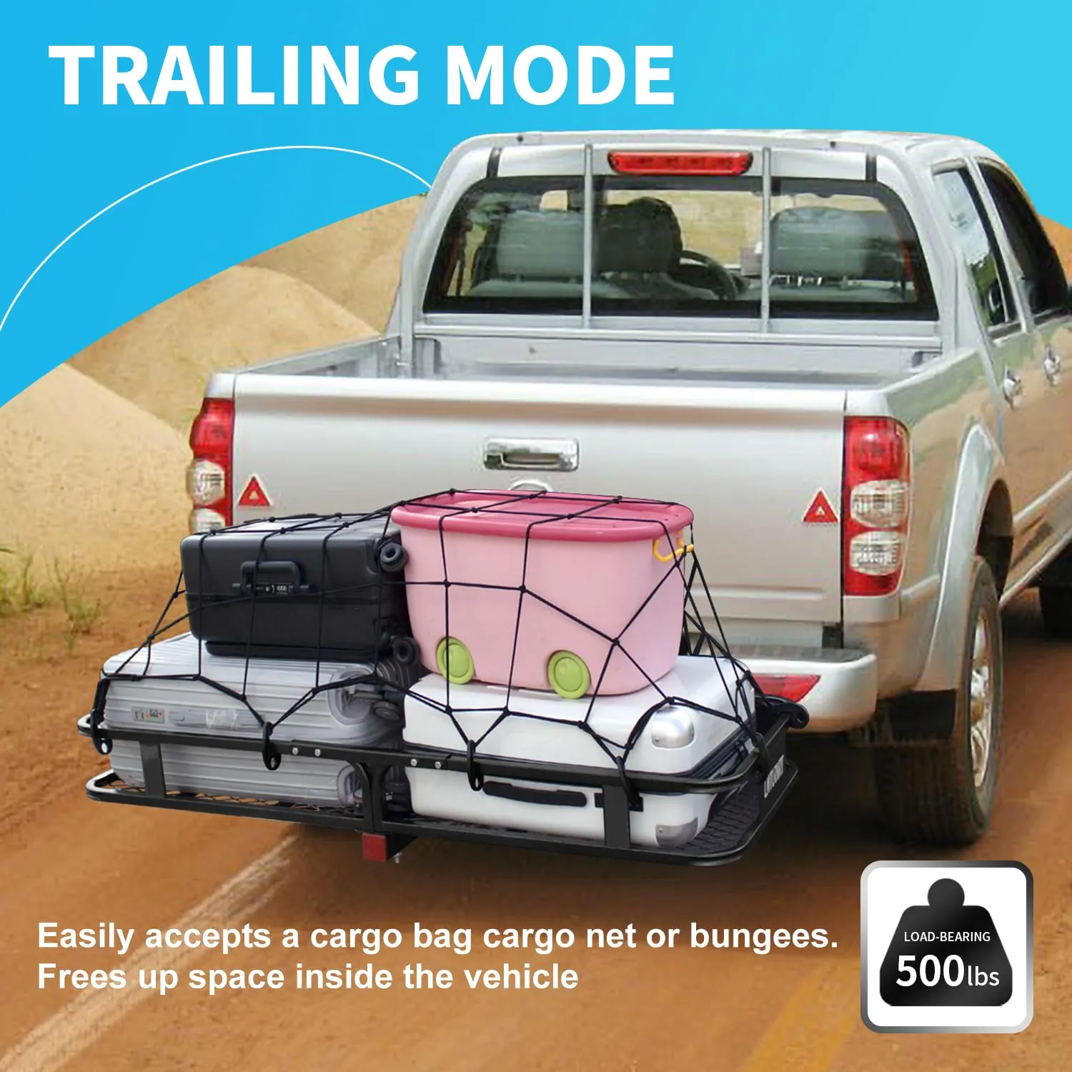LWTURMRT 60"X21.6"X6" Hitch Cargo Carrier and Receiver Hitch Cargo Rack with Waterproof Cargo Bag(58"X20"X24"),Carrier Cargo Used Rust Resistant Baking Paint and Alloy Steel Material