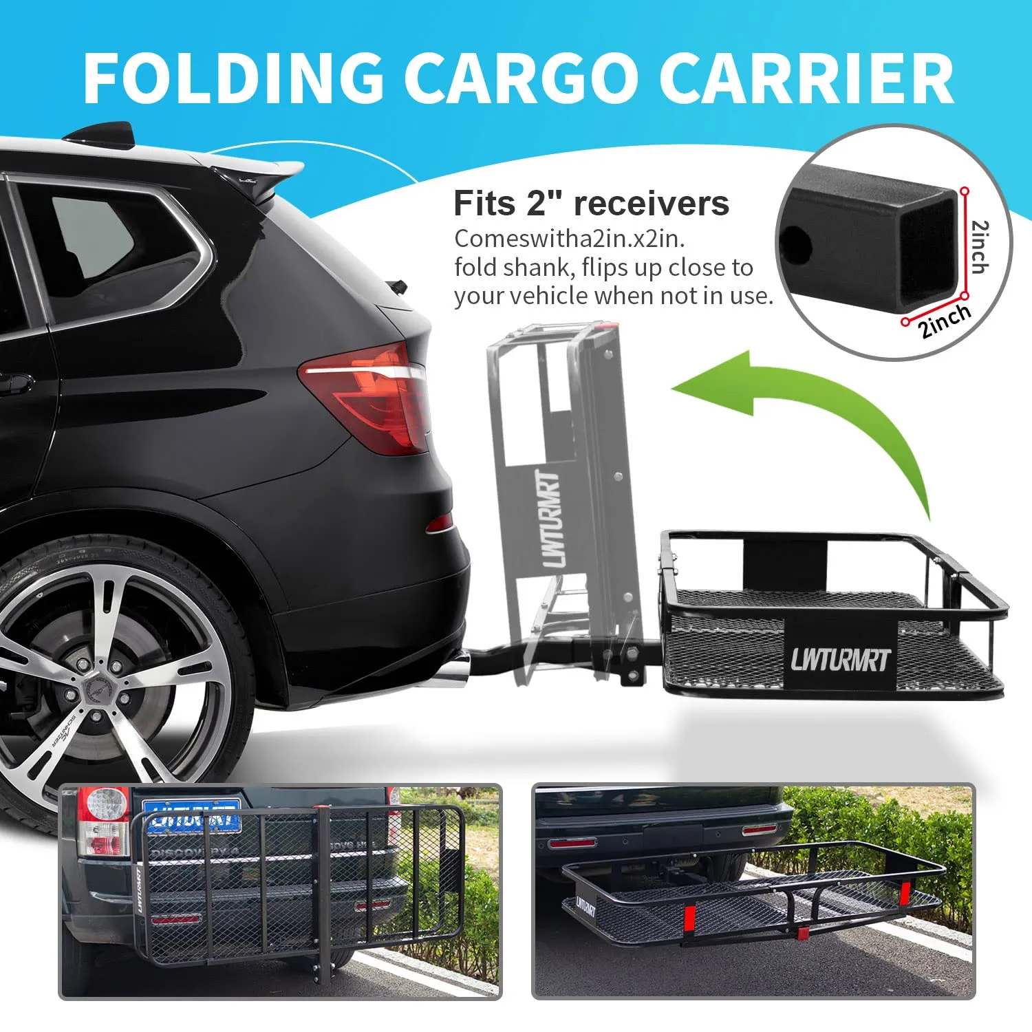 LWTURMRT 60"X21.6"X6" Hitch Cargo Carrier and Receiver Hitch Cargo Rack with Waterproof Cargo Bag(58"X20"X24"),Carrier Cargo Used Rust Resistant Baking Paint and Alloy Steel Material